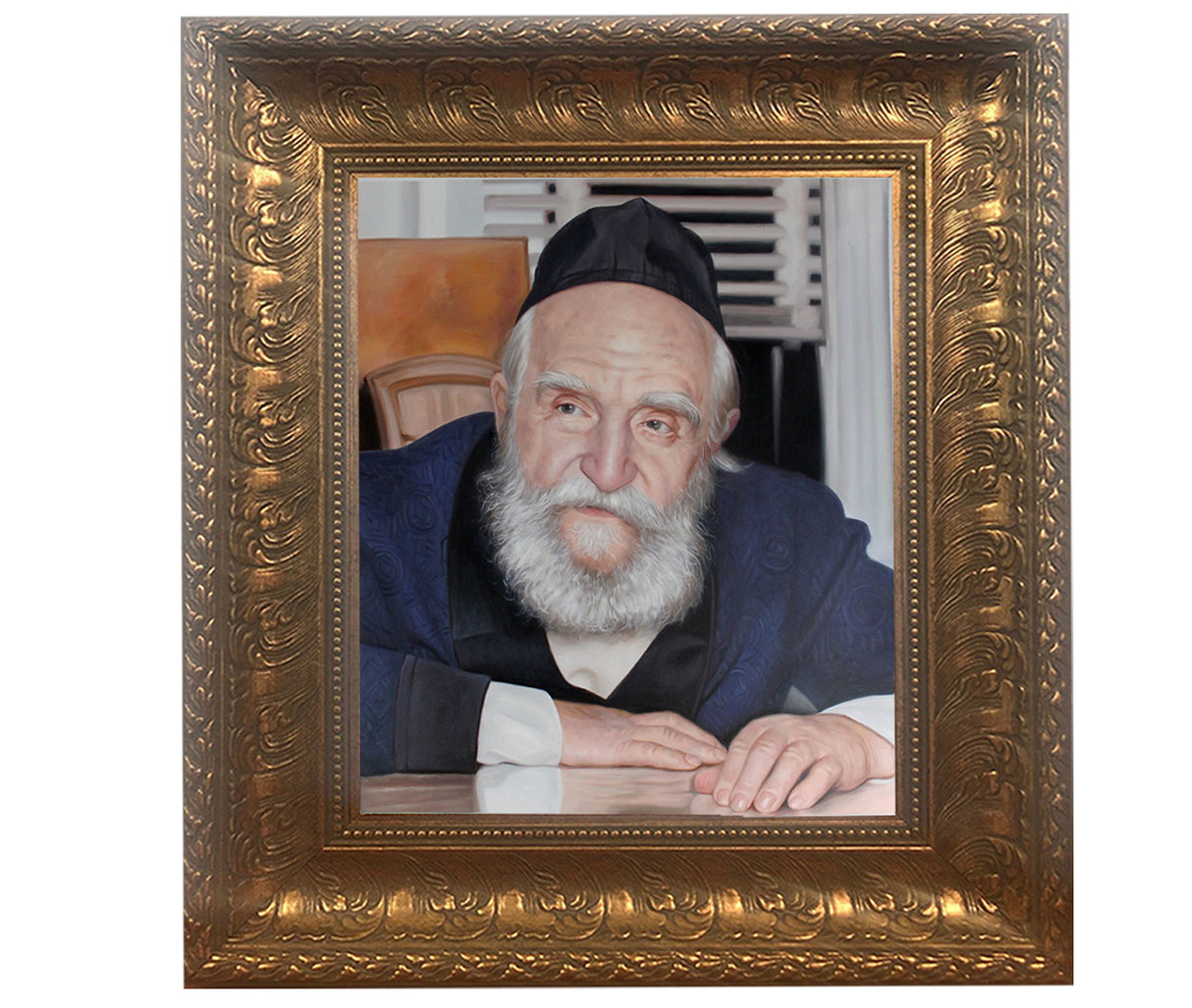 Rabbi Moshe Feinstein Framed Picture in Brown Large Frame Size 16x20" - LEHADAR