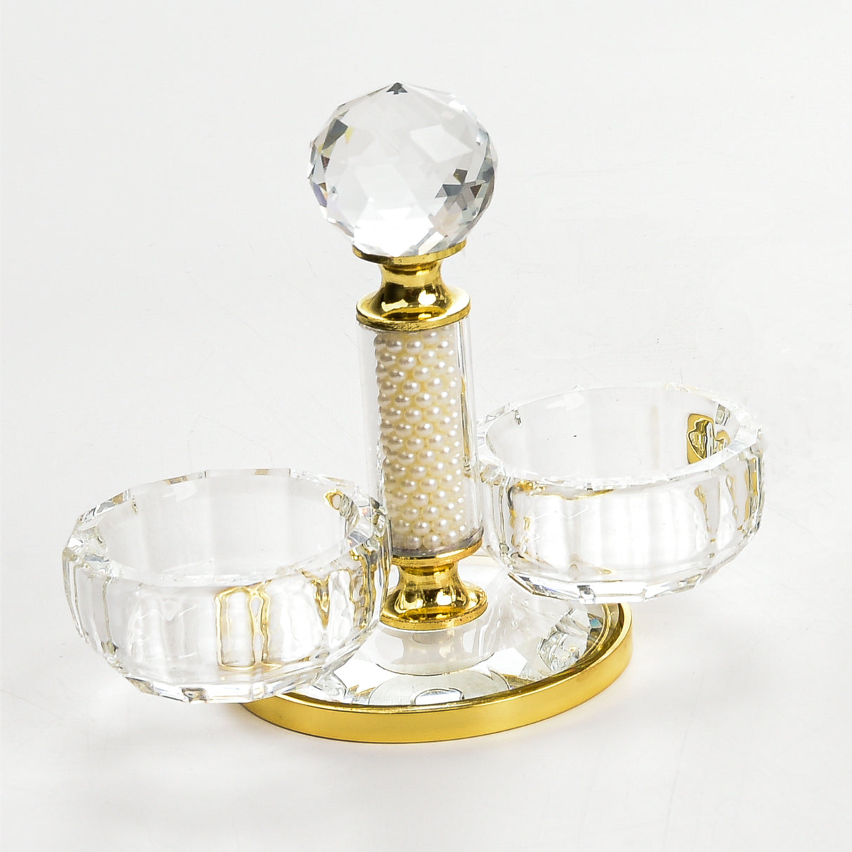 Crystal Salt Holder - Gold Plated with Pearls - LEHADAR