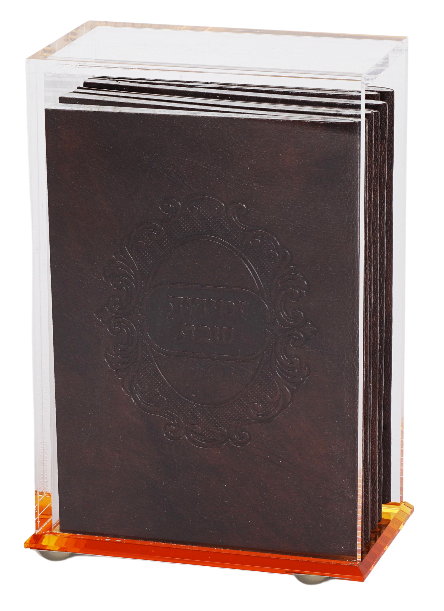 Acrylic Zemiros Holder with 6 Leather Zemiros - LEHADAR