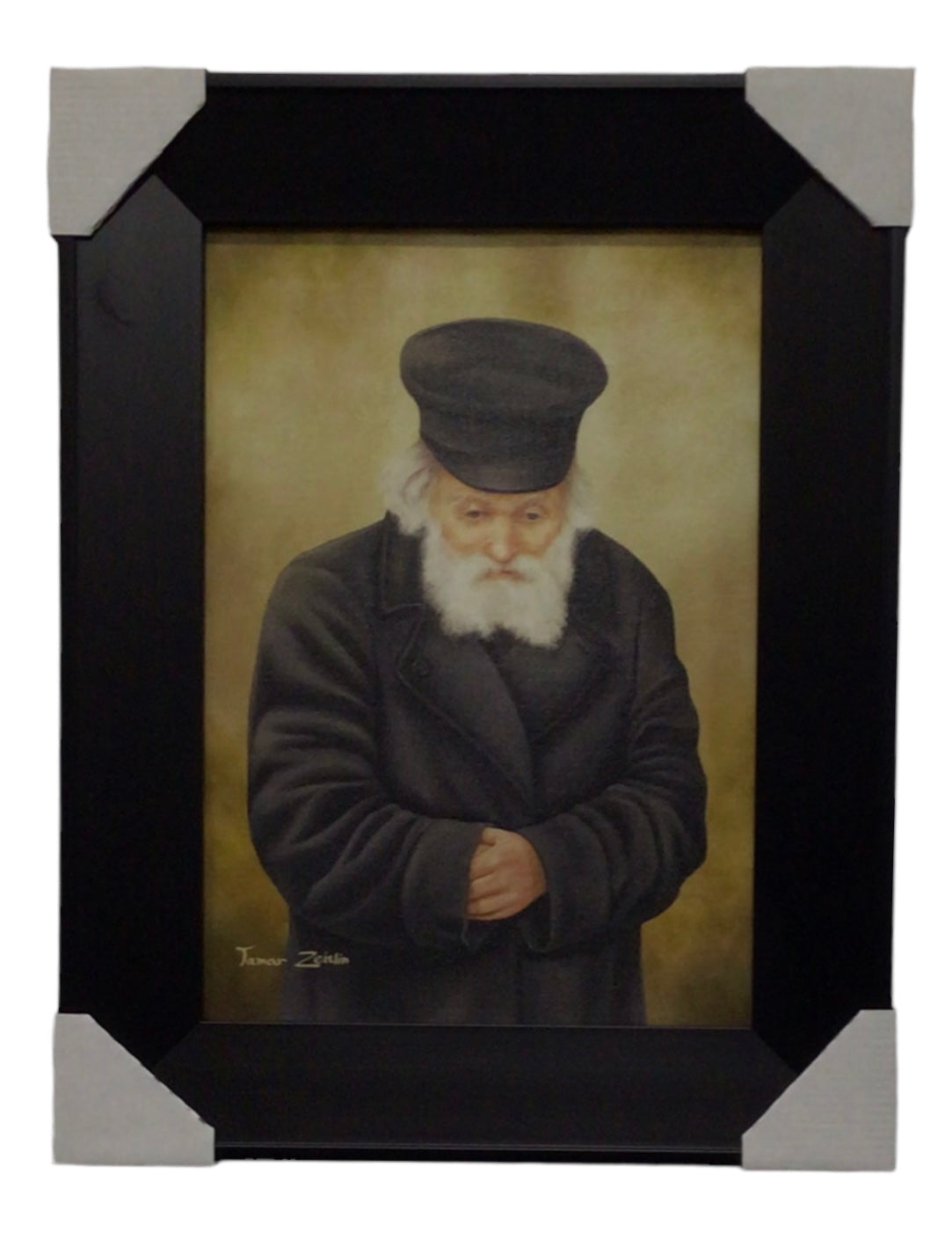 Painting of the Chofetz Chaim, Size 10x14, Modern Brown Frame - LEHADAR