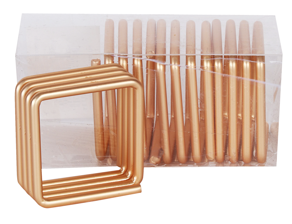 Gold Squared Napkin Ring set of 4/pvc box, - LEHADAR