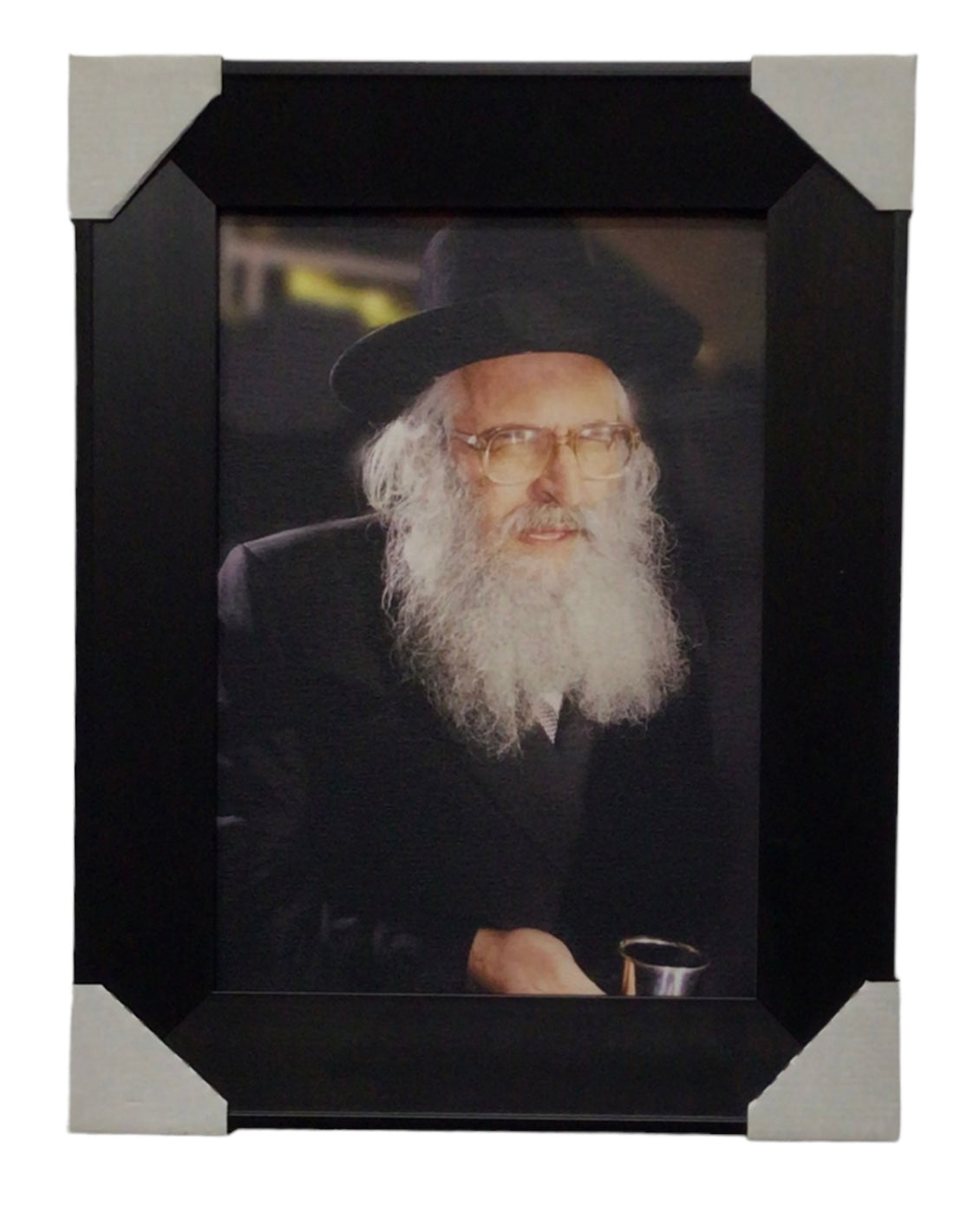 Painting of R' Pincus, Size 10x14, Modern Brown Frame - LEHADAR