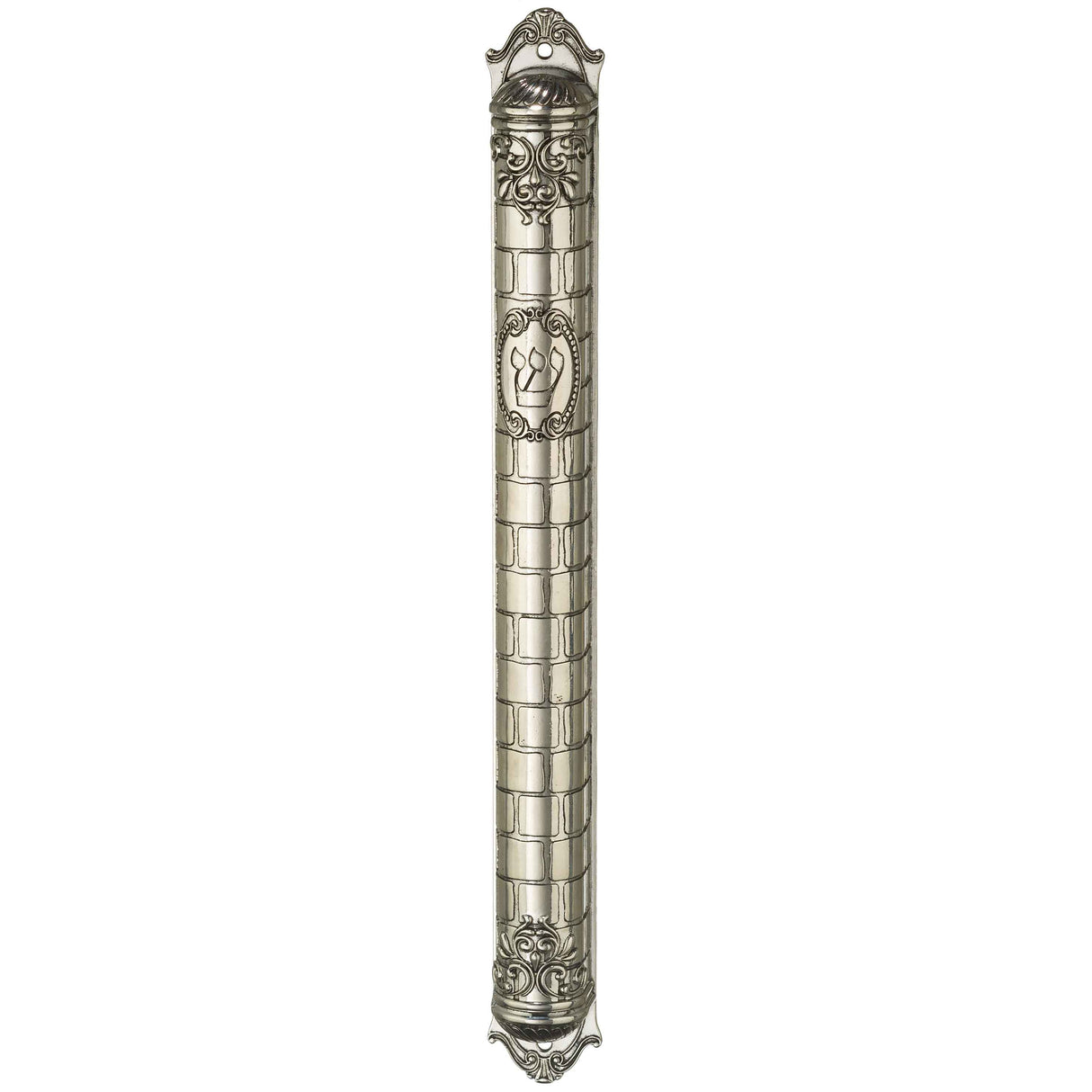 Metal Mezuzah Cover with Kotel Ornaments - LEHADAR