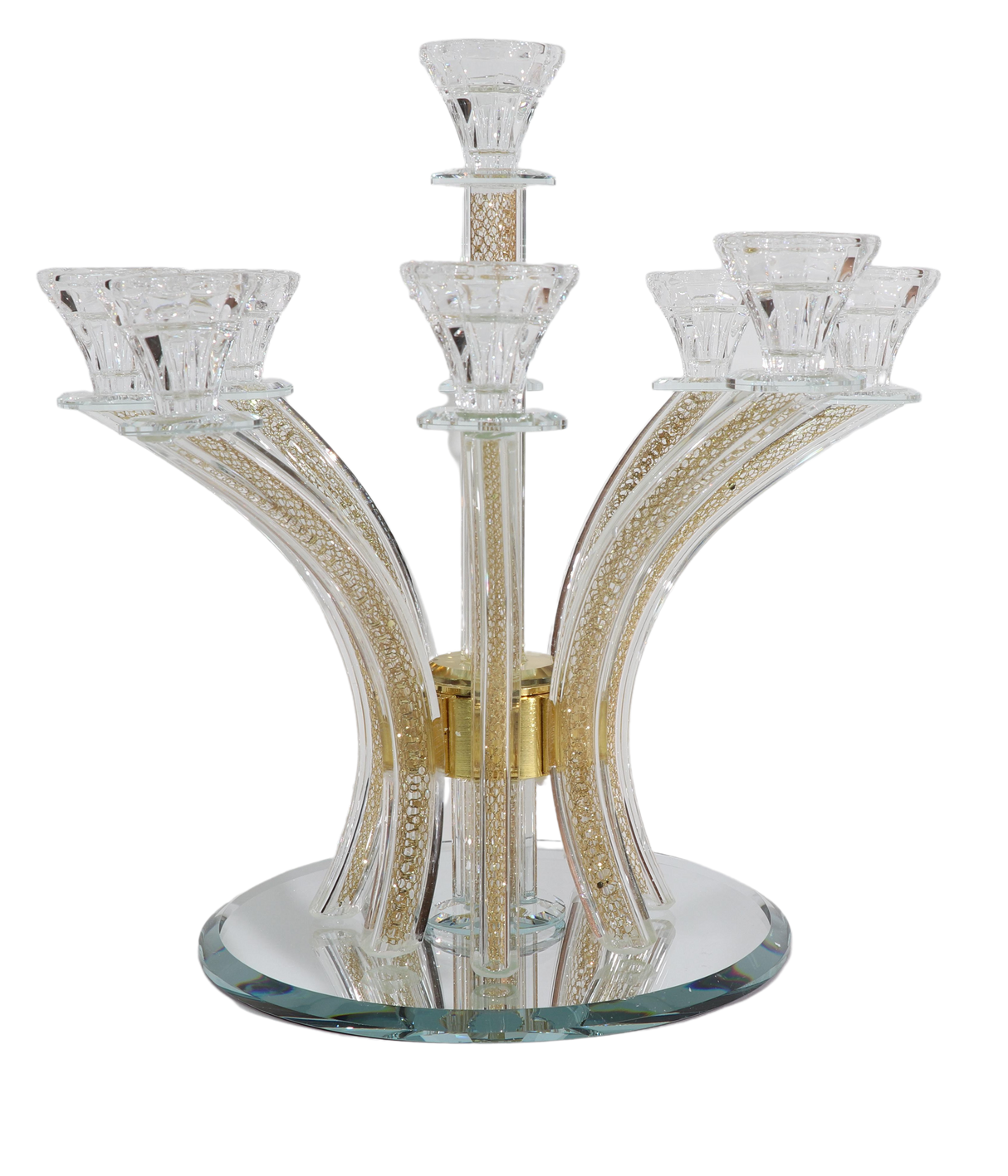 Crystal Candelabra Gold Filling - 9 Branch - LEHADAR