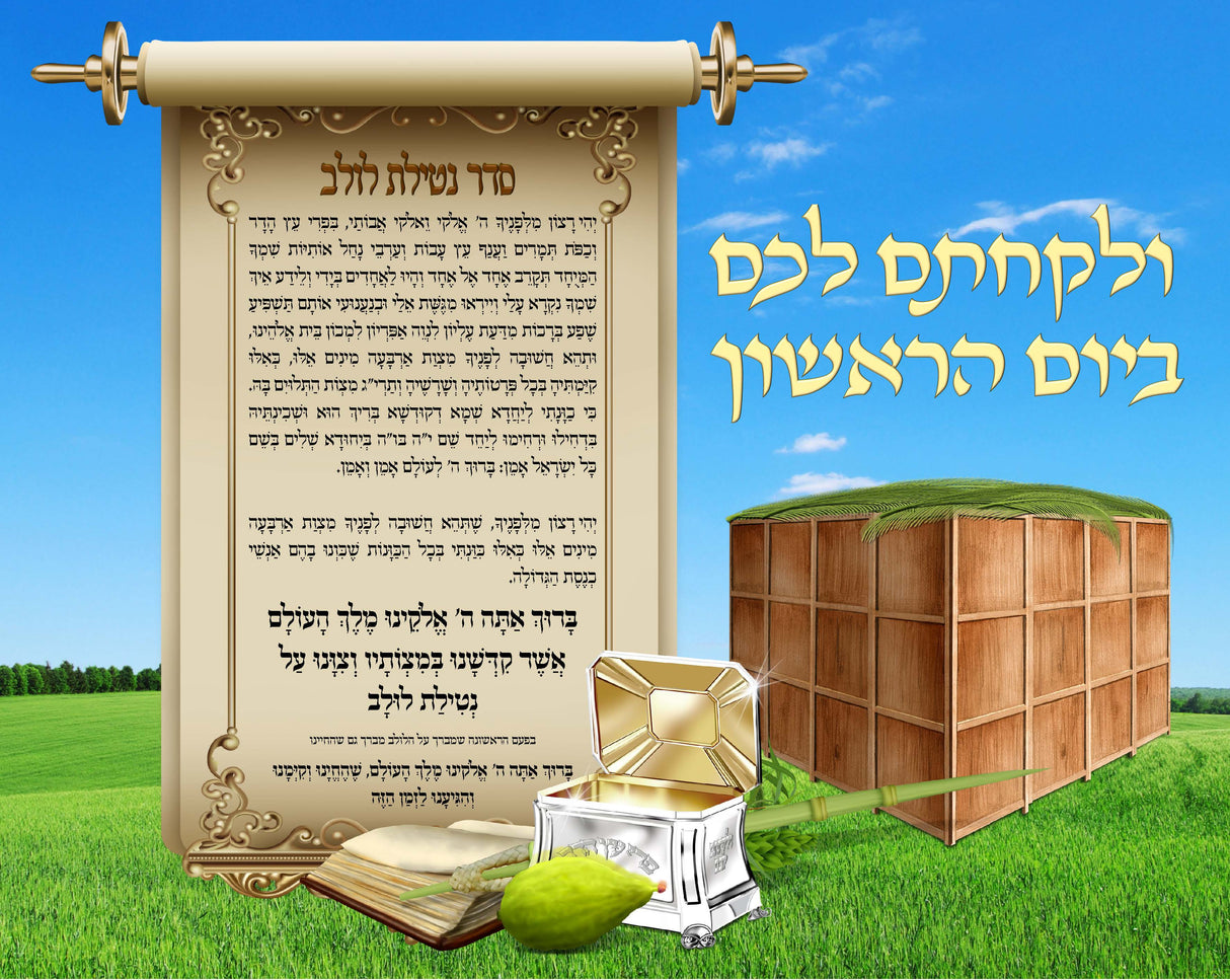 Sukkah Sign - Birchas Lulav Laminated 24X19" - LEHADAR