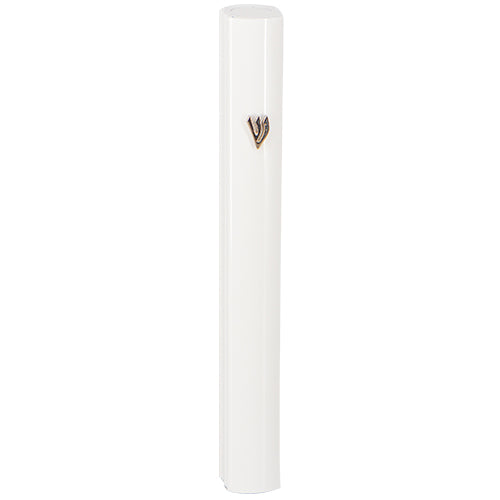 Aluminum Mezuzah 15 cm-with Metal White Shin - LEHADAR