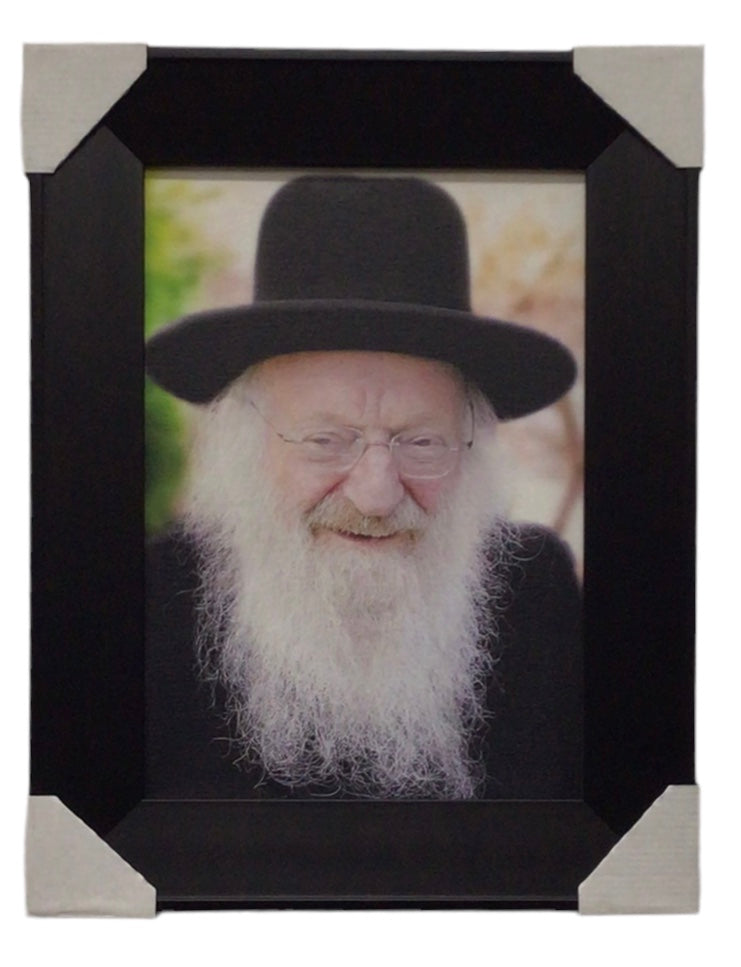 Painting of R' Matisyahu Solomon, Modern Brown Frame - LEHADAR