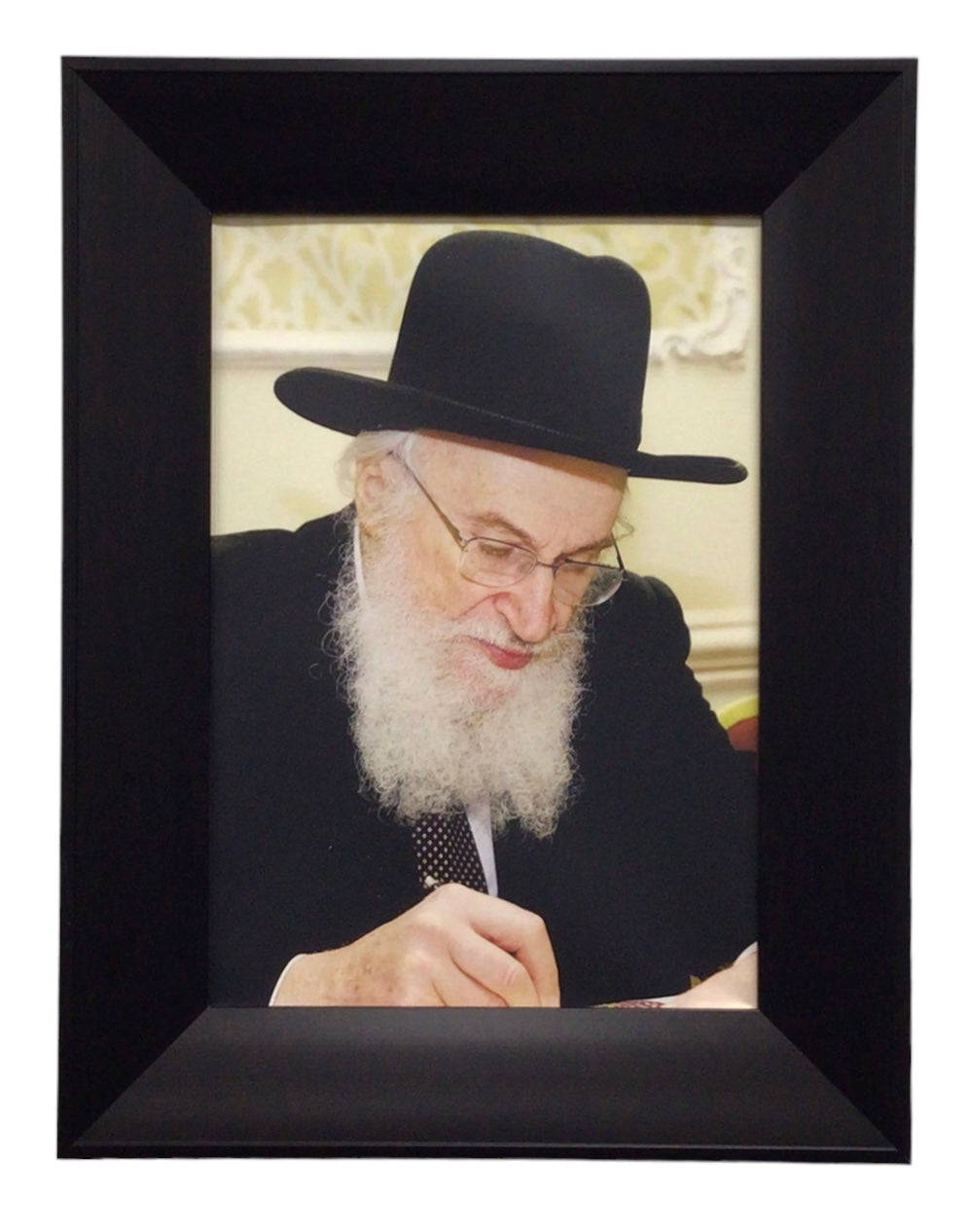 Painting of HaRav Belsky, Modern Brown Frame - LEHADAR