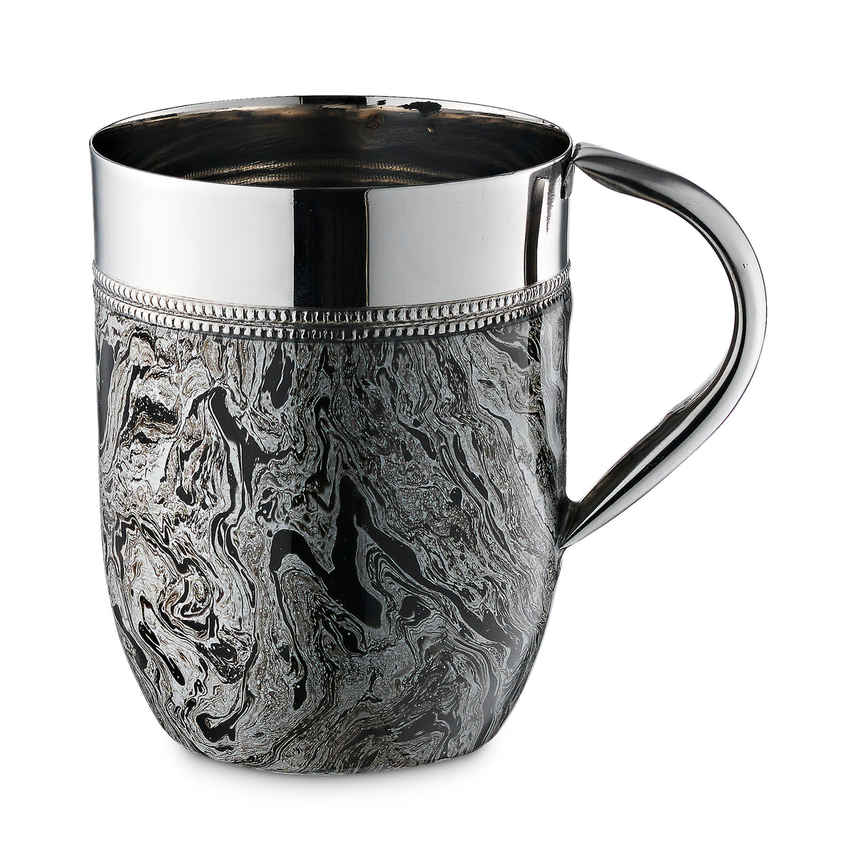 Wash Cup Polished with Abstract Stainless Steel - LEHADAR