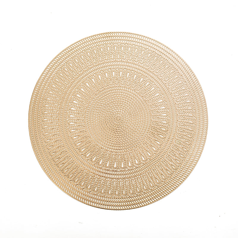 Gold Classic Leather Look Laser Cut Placemat 15" (12 pcs) - LEHADAR