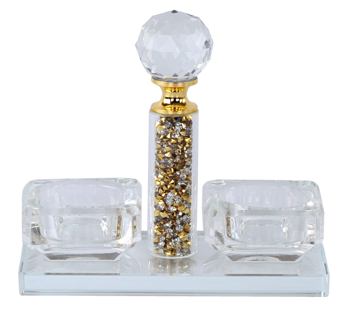 Crystal Salt Holder with Gold Filling - LEHADAR