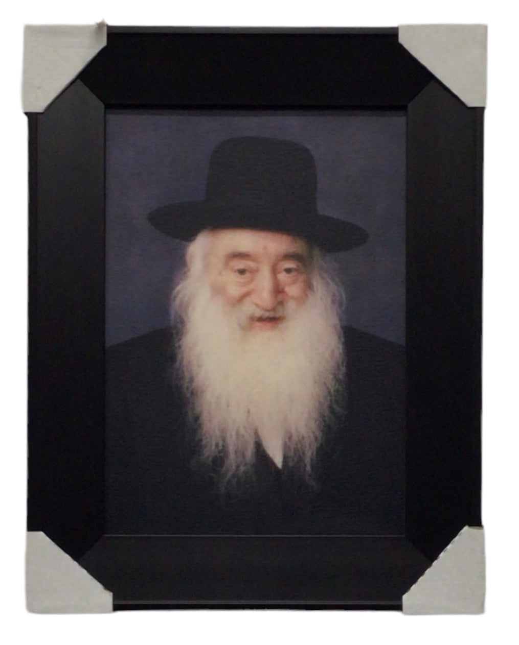 Painting of R' Nosson Wachtfogel, Modern Brown Frame - LEHADAR