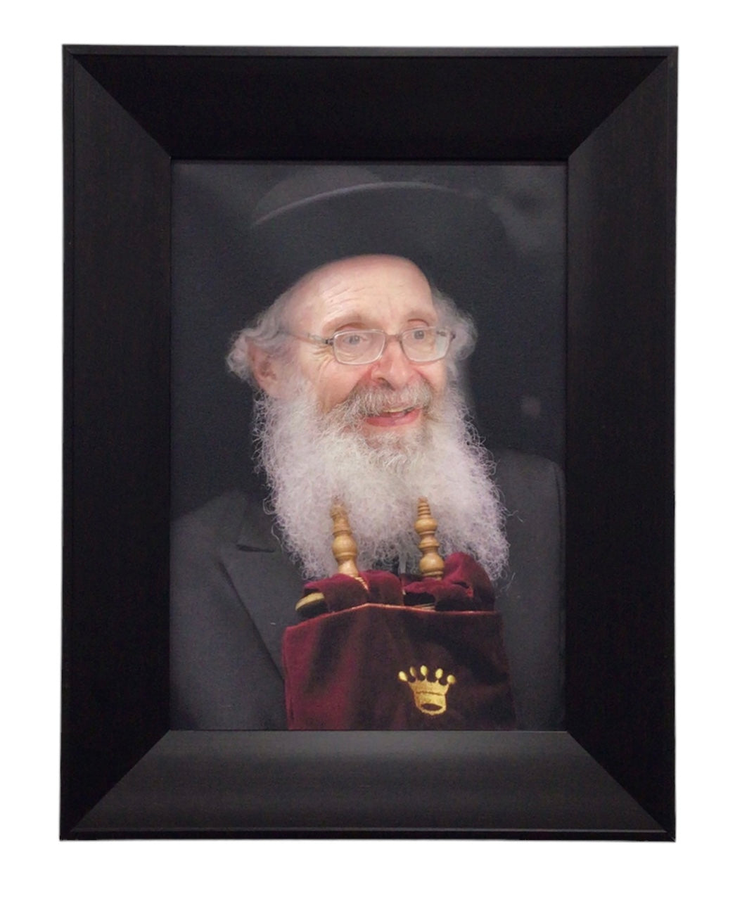 Painting of R' Nosson Tzvi Finkel, Size 14x20, Modern Brown Frame - LEHADAR