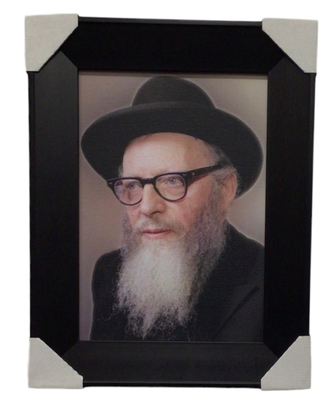 Painting of R' Shneur Kotler, Modern Brown Frame - LEHADAR