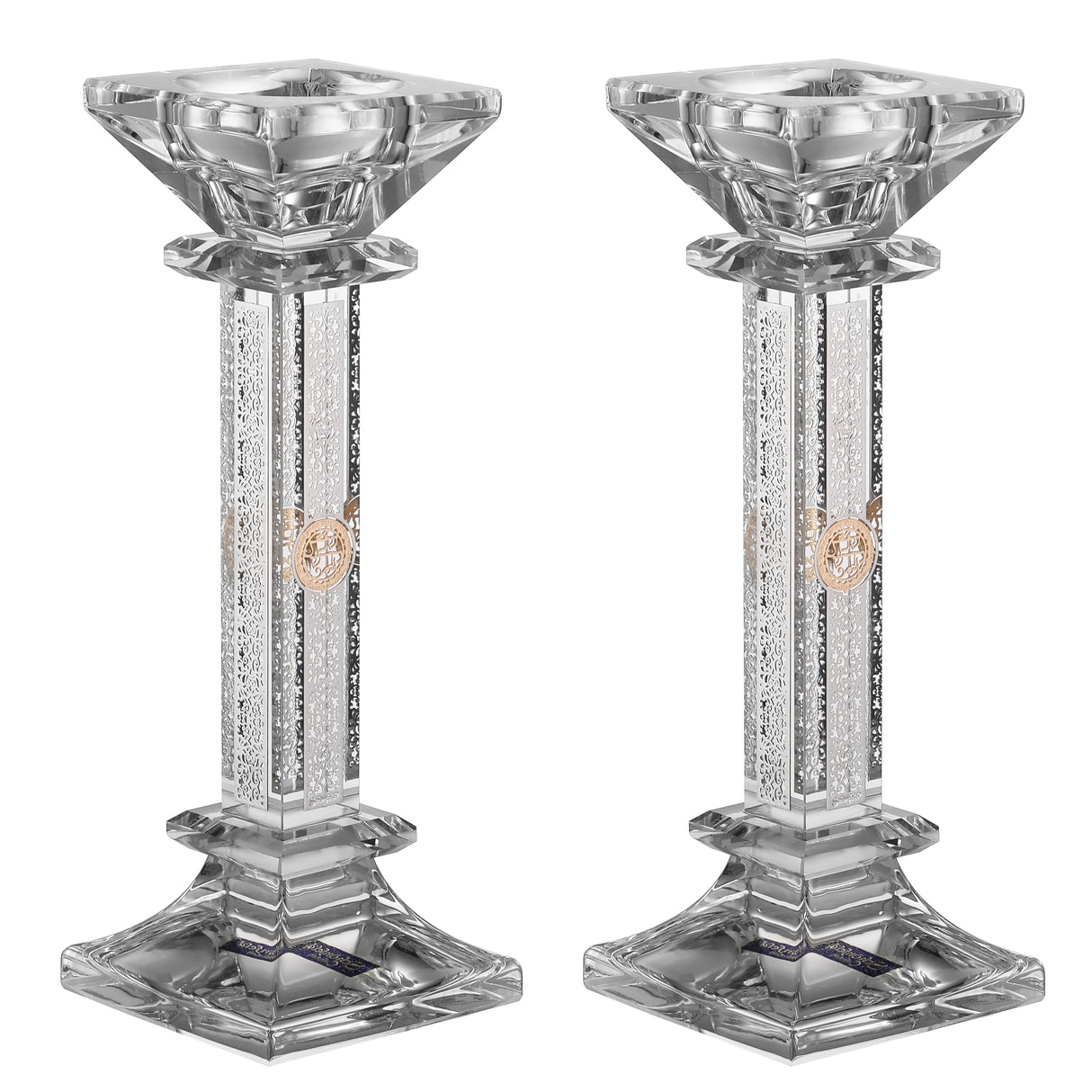 Set of Crystal Candlesticks with Plate on 4 Sides - LEHADAR
