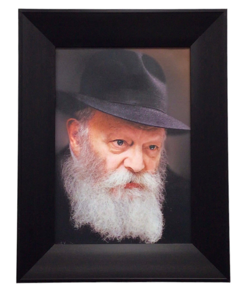 Painting of the Lubavitcher Rebbe, Size 14x20, Modern Brown Frame - LEHADAR