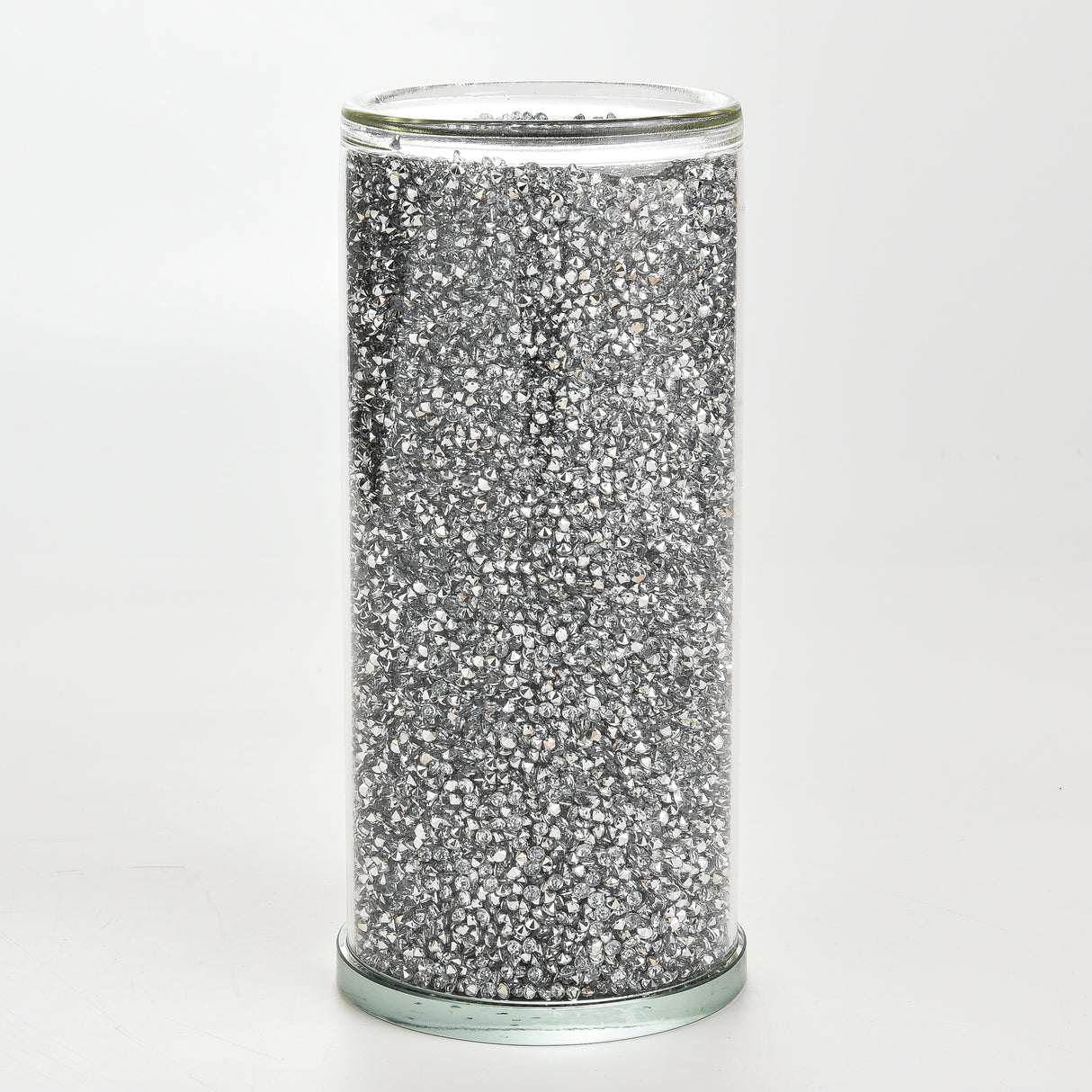 Crystal Vase with Silver Diamonds 4"x4"x9" - LEHADAR