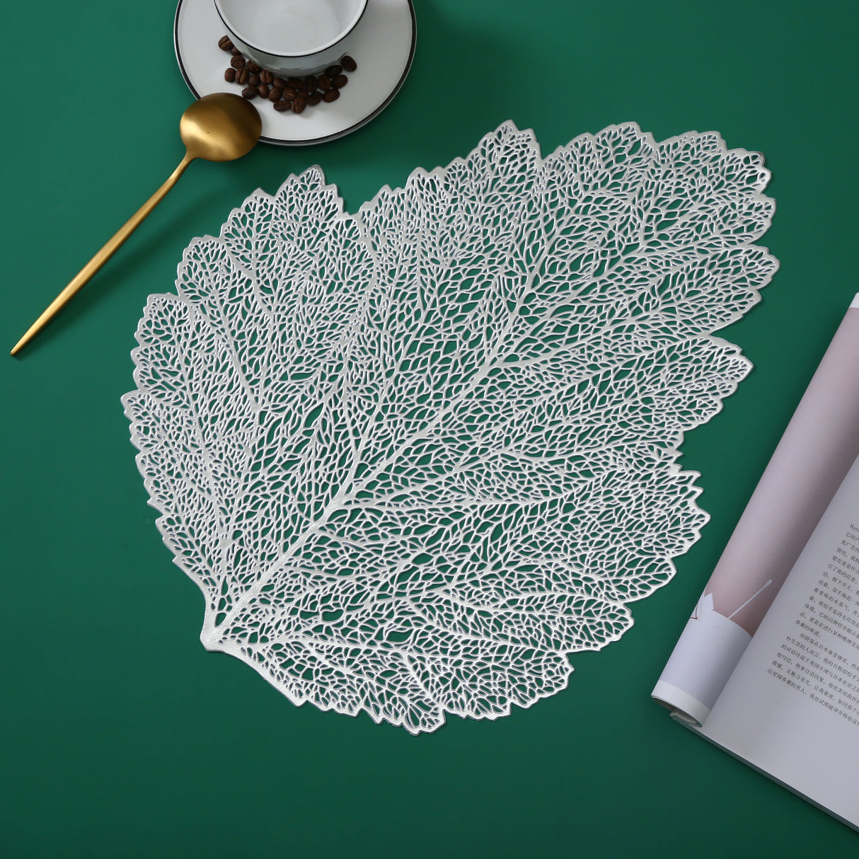Placemat Leaf silver x 6 - LEHADAR