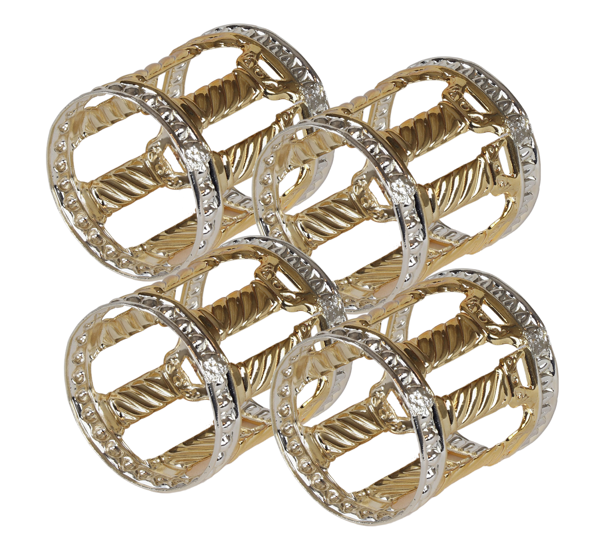 Napking Rings 4 Per Pack With Gold Set Of 4 - Royal Palace Collection - LEHADAR