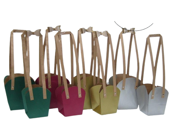 Cardboard bag with Long handles - Gold - LEHADAR