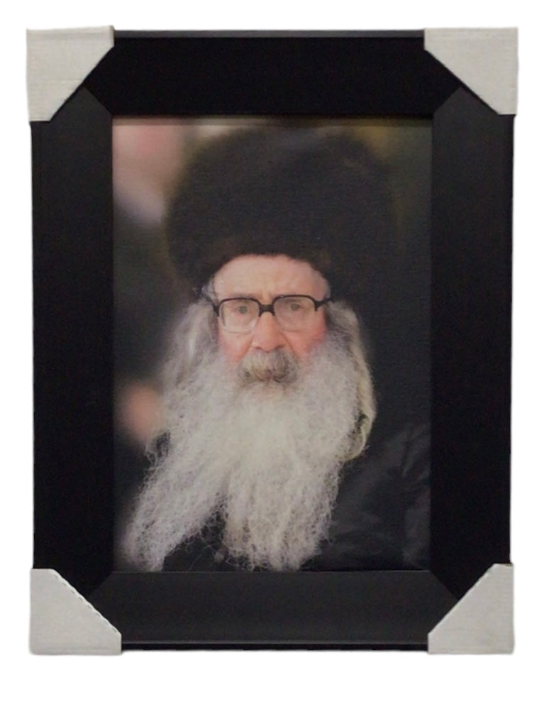 Painting of the Amshinov Rebbe, Size 10x14, Modern Brown Frame - LEHADAR