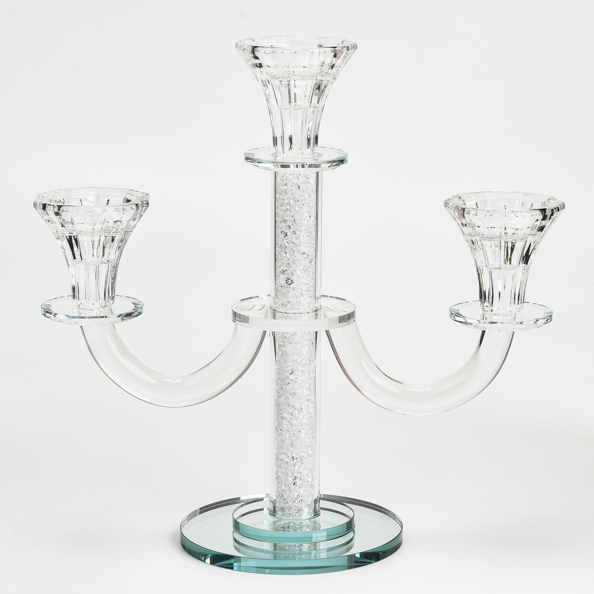 Crystal Candelabra 3 branch White Filling 10" - LEHADAR