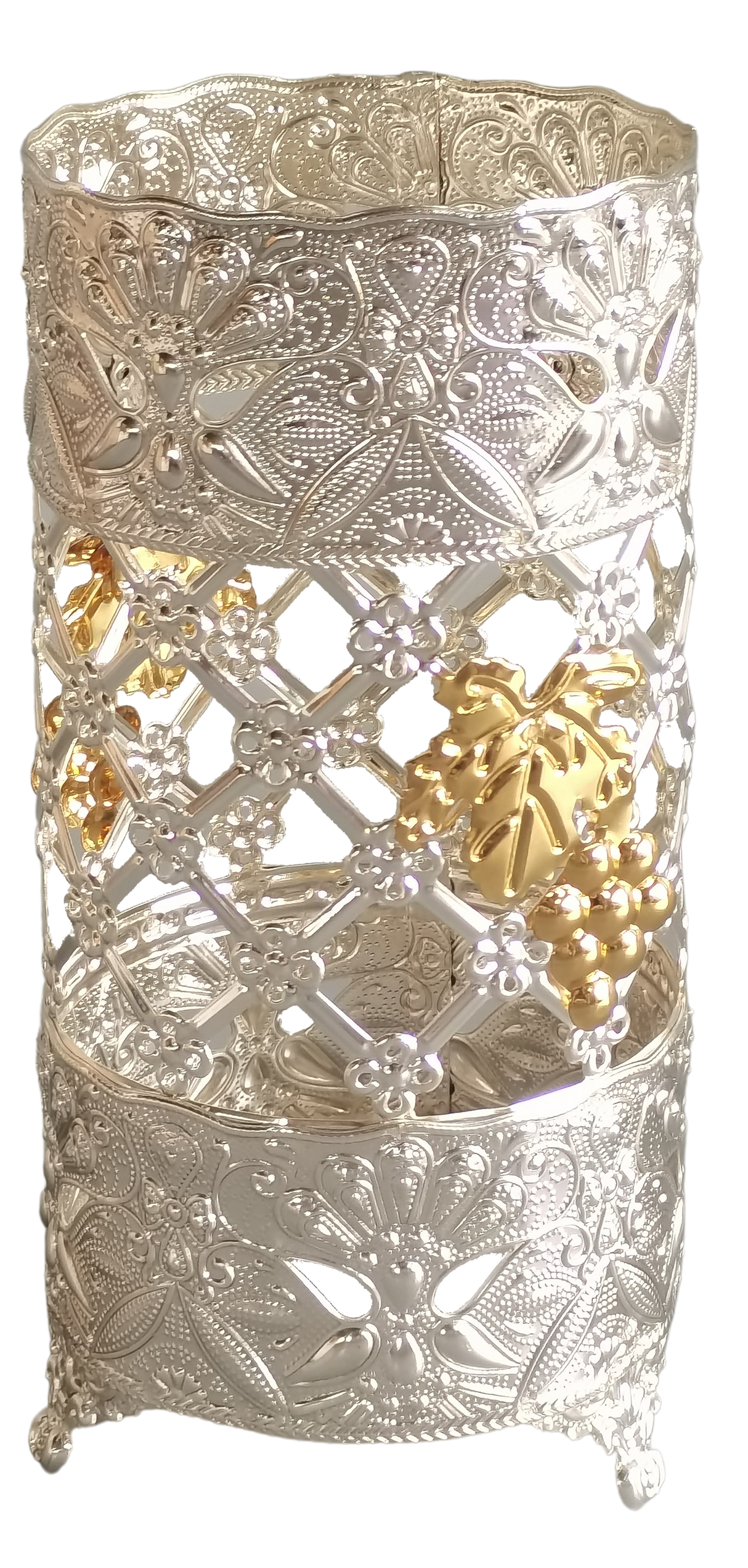 Silver Plated With Gold Grapes Wine bottle Holder - LEHADAR