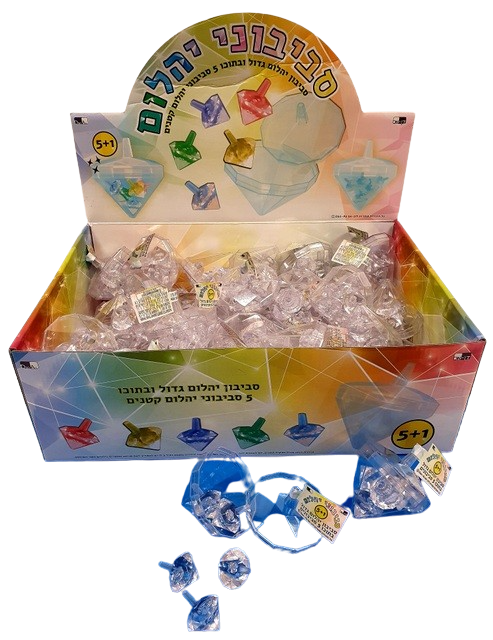 5 Diamond Dreidels in a Large Diamond Dreidel Holder (48 PP) - LEHADAR