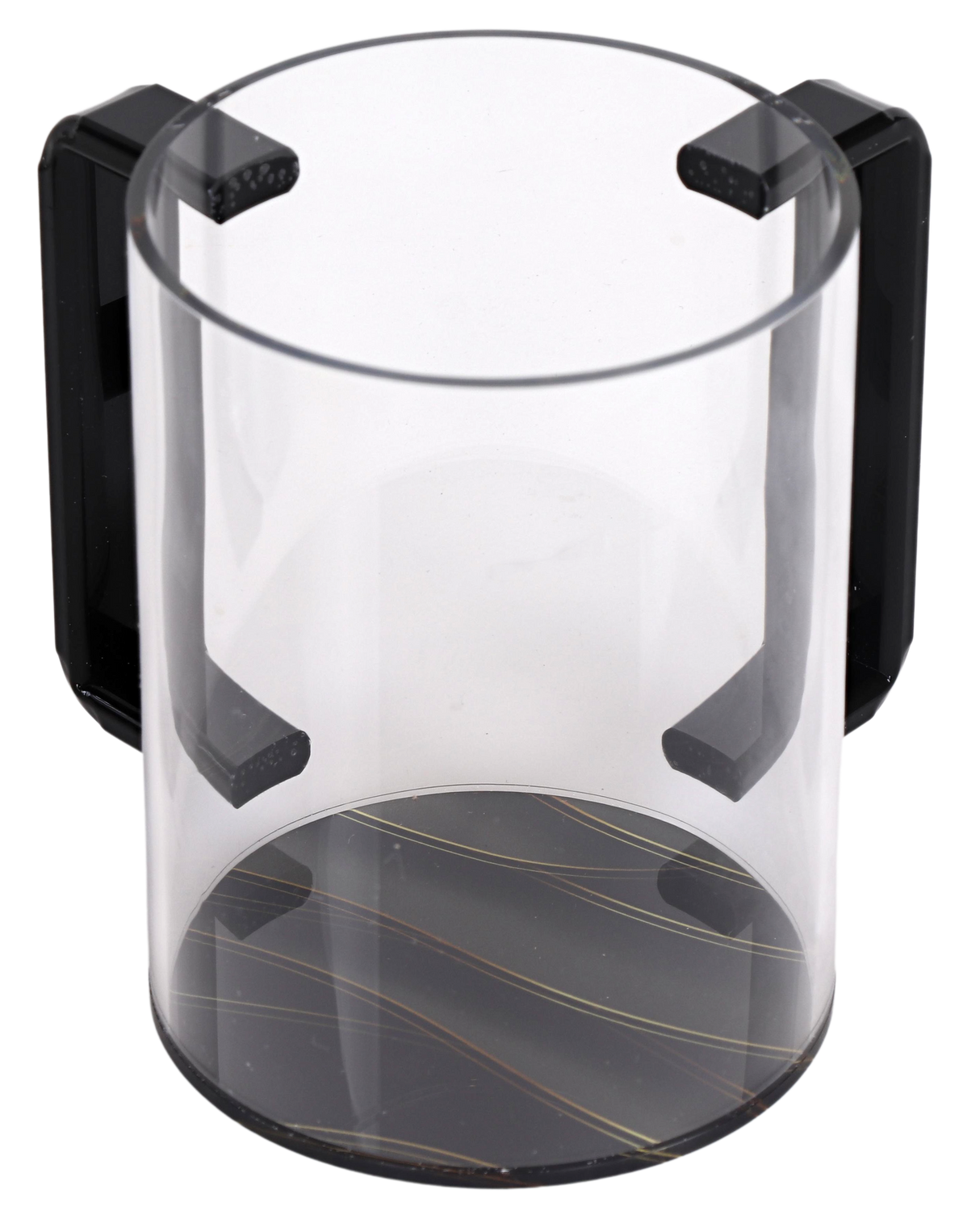 Acrylic Washing Cup Black Marble Black Handles - LEHADAR