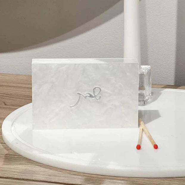 Lucite White Matches Box Holder - LEHADAR