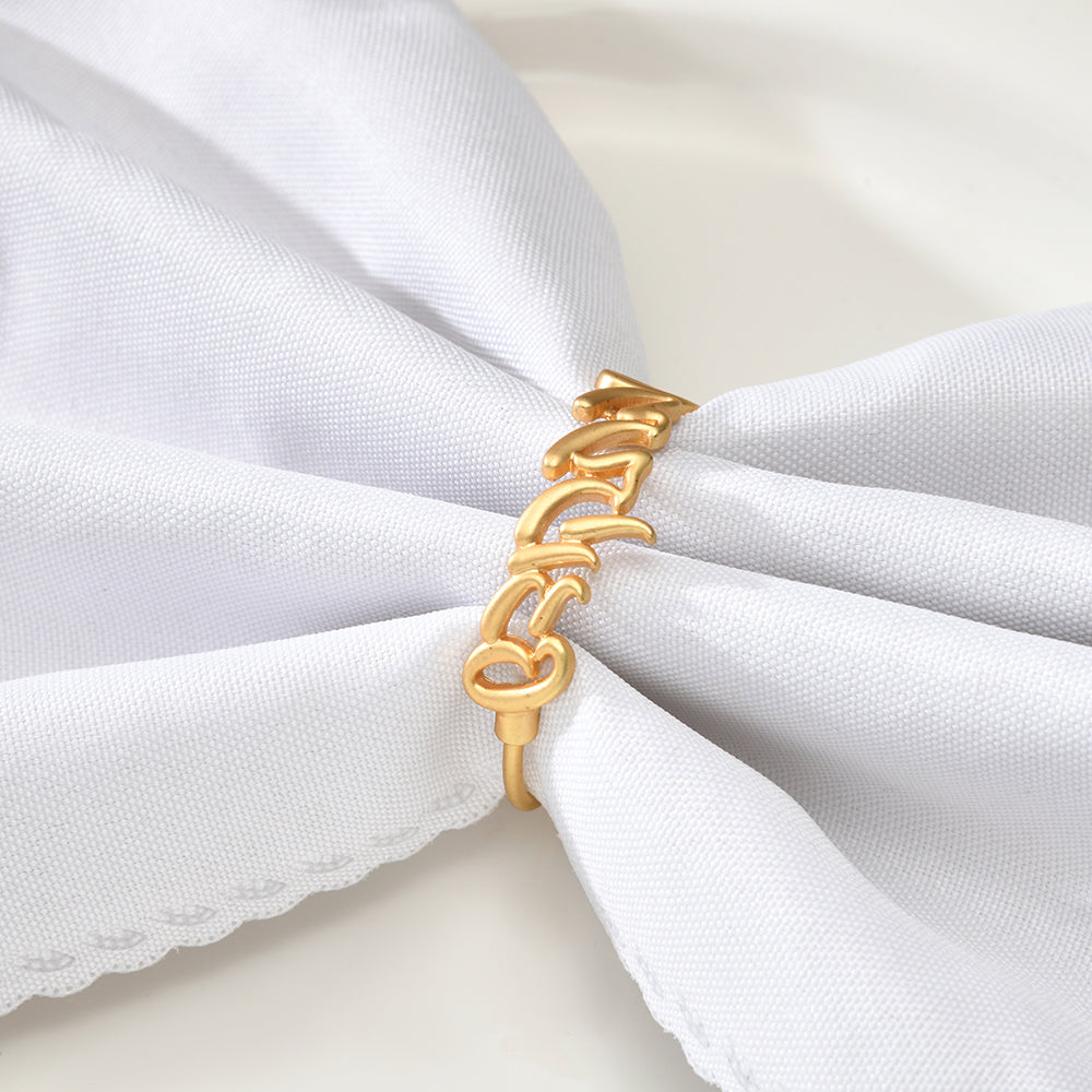 Gold Shabbos Kodesh Napkin Rings Set of 4 - LEHADAR