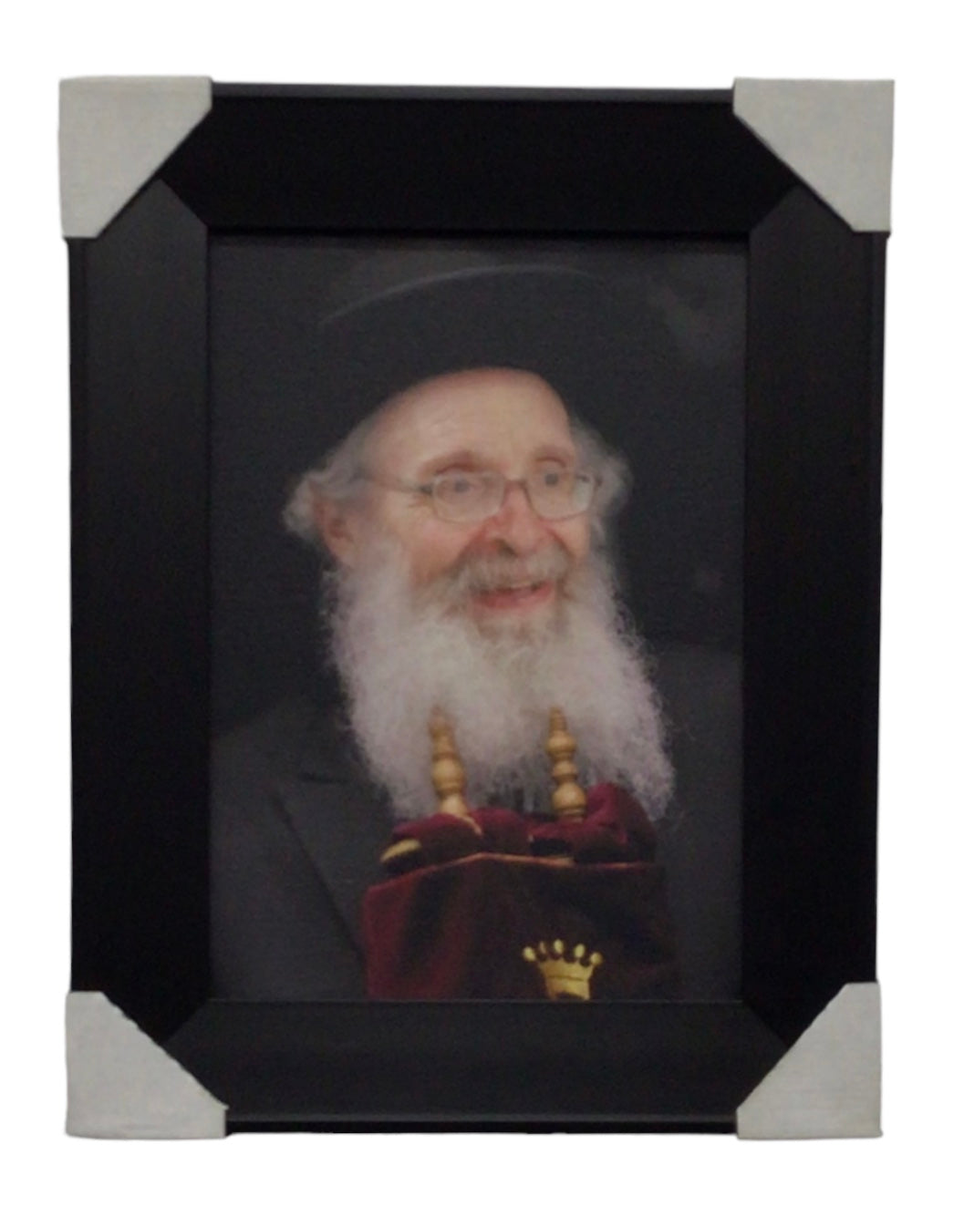Painting of R' Nosson Tzvi Finkel, Modern Brown Frame - LEHADAR