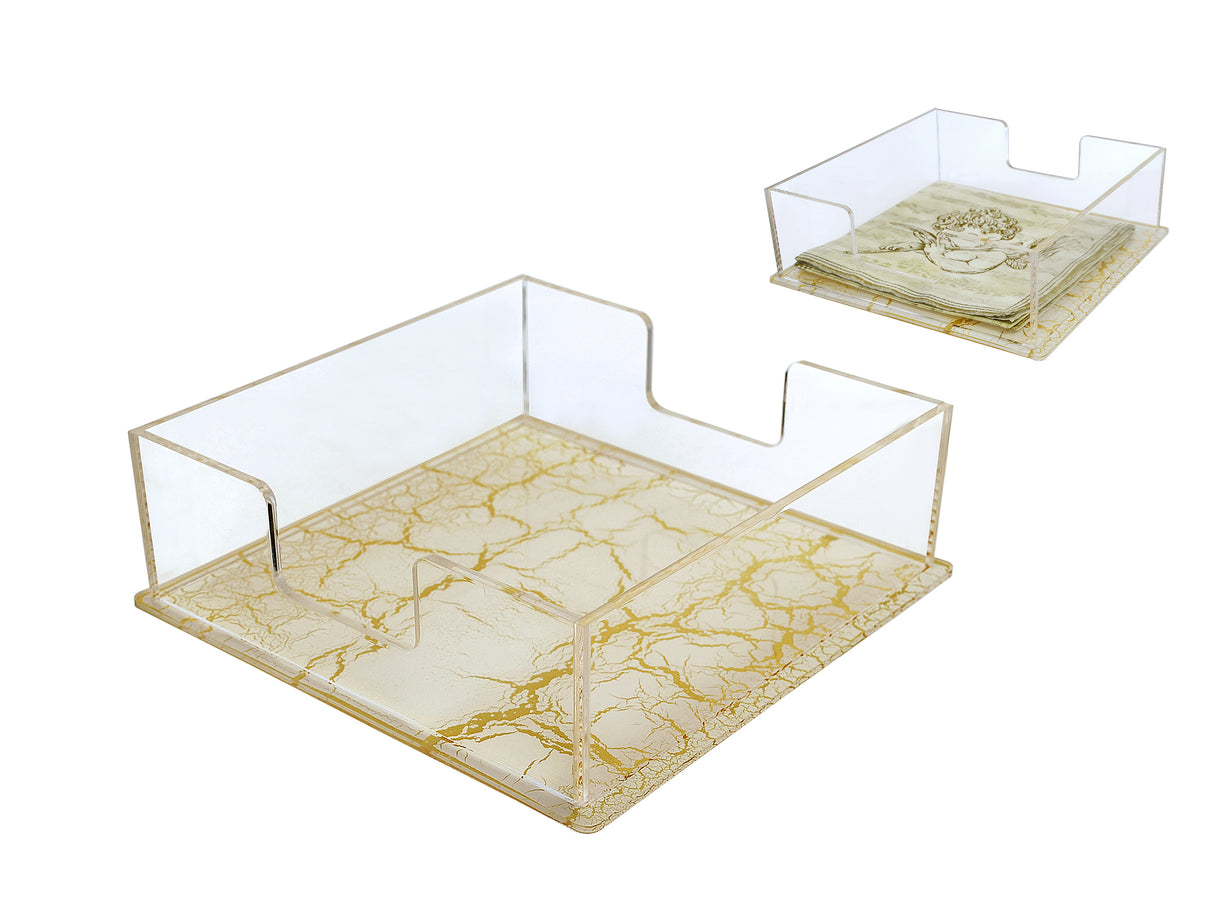 Acrilic napkin holder frame marble white - LEHADAR