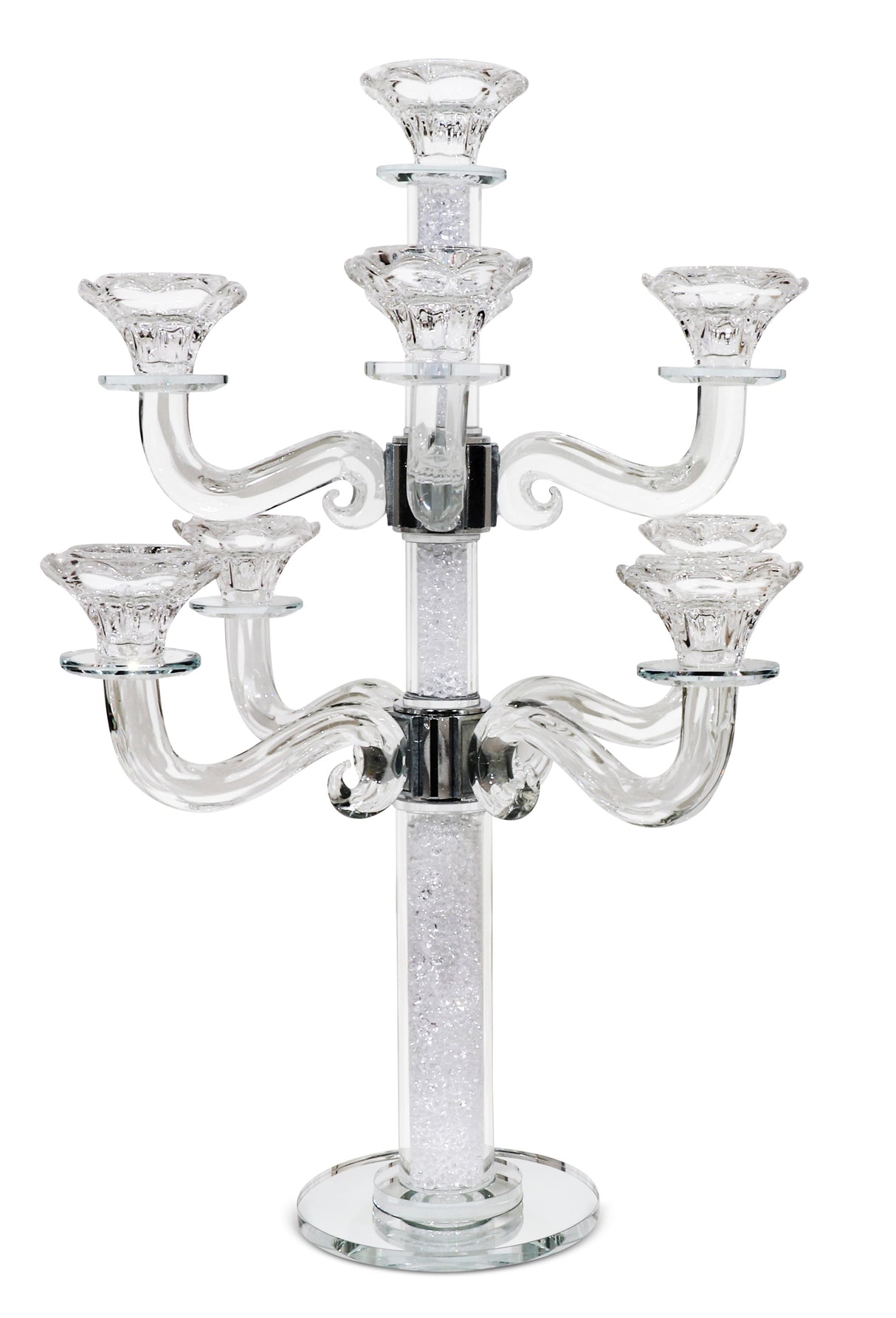 Crystal Candelabra 9 Branches White Filling 18" - LEHADAR