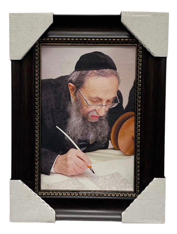 Painting of R' Shmuel Kamenetzky, Modern Brown Frame - LEHADAR