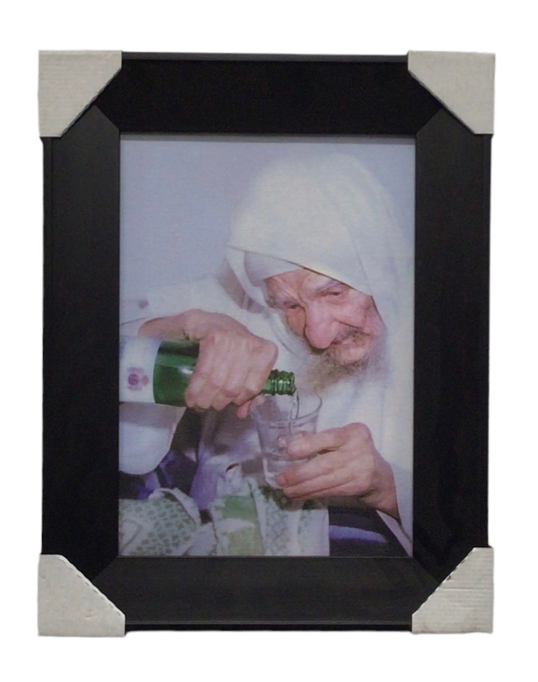 Painting of the Baba Sali, Modern Brown Frame - LEHADAR