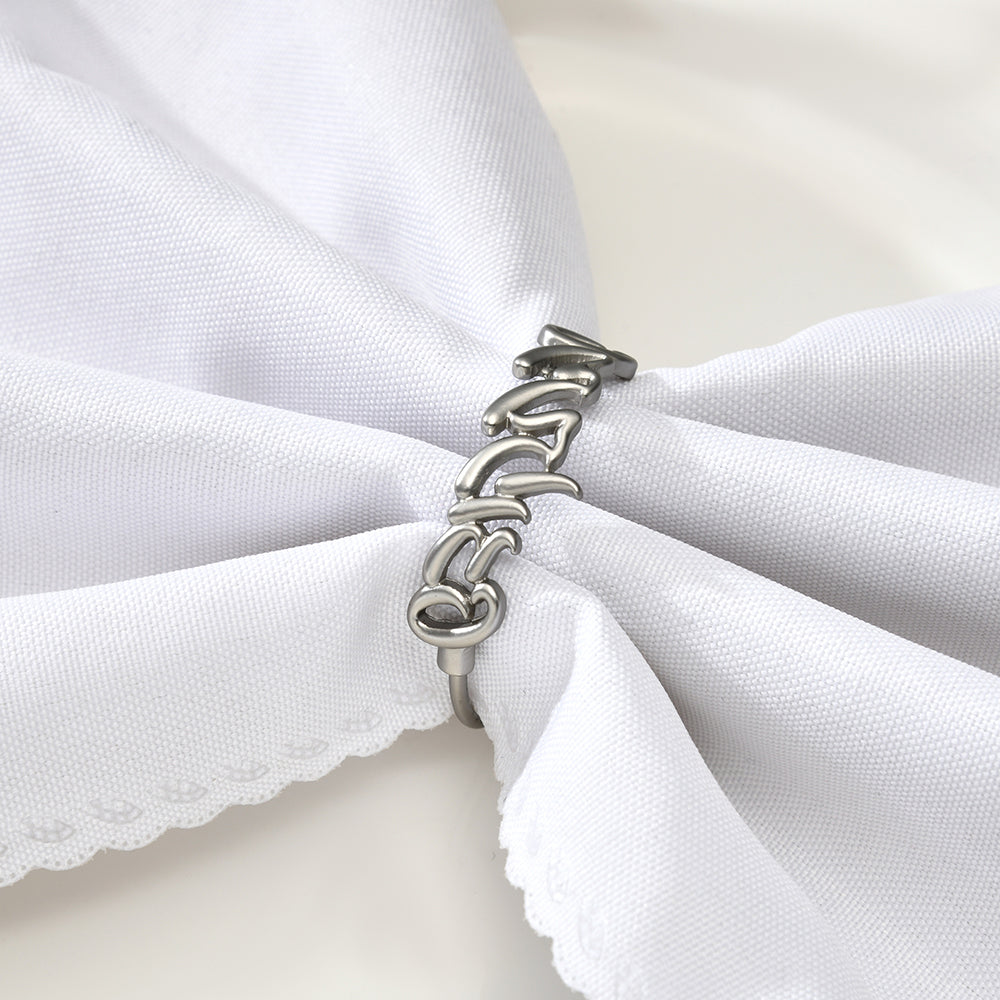 Silver Shabbos Kodesh Napkin Rings Set of 4 - LEHADAR