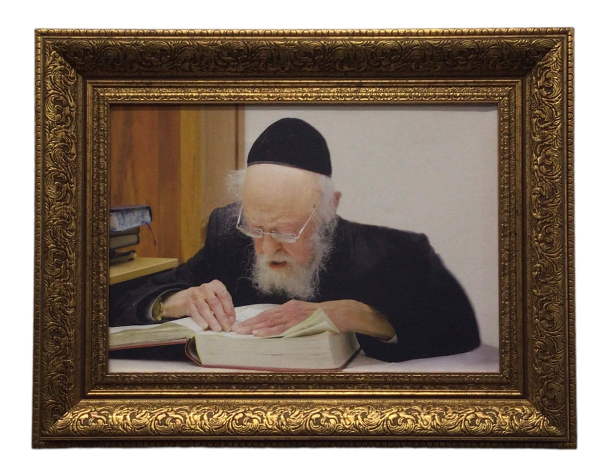 Painting of R' Elyashiv, Size 14x20, Gold Frame - LEHADAR