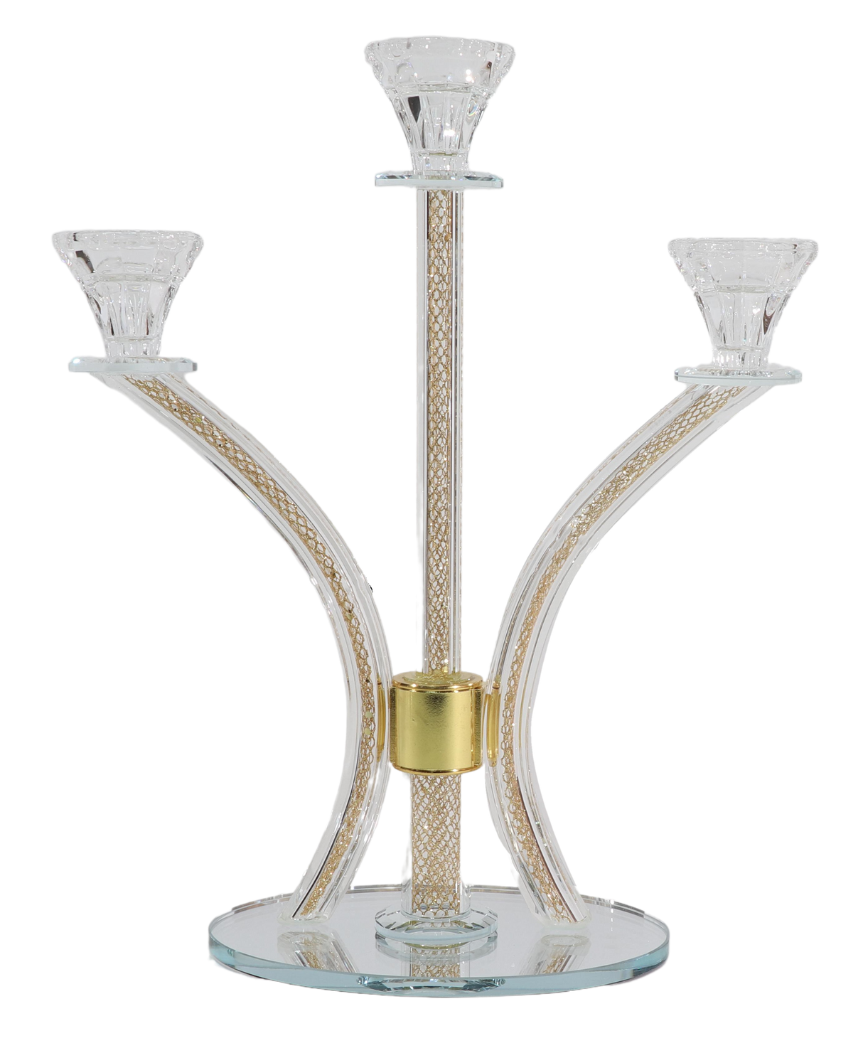 Crystal Candelabra Gold Filling - 3 Branch - LEHADAR