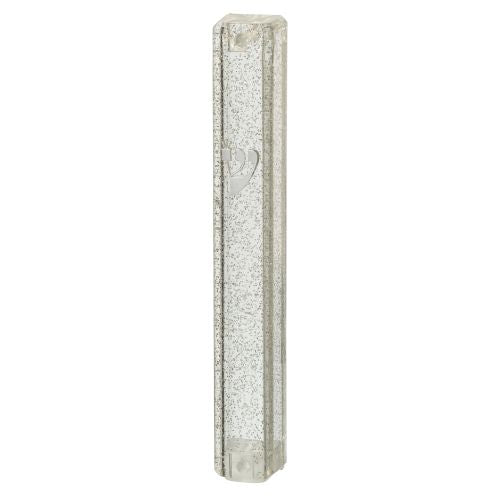 Plastic Mezuzah Dotted SLV with Rubber Cork and letter Shin - LEHADAR