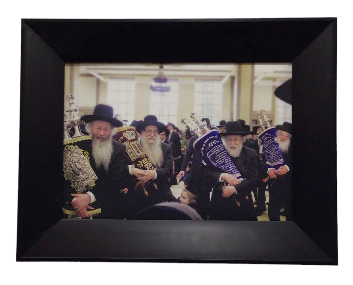 Painting of Lakewood Rosh Yeshivas, Size 14x20, Modern Brown Frame - LEHADAR
