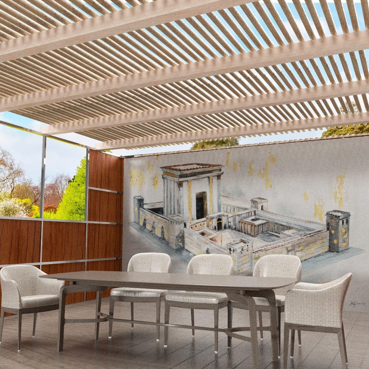 Bais Hamikdash by Judy Vinyl Sukkah Decoration - LEHADAR