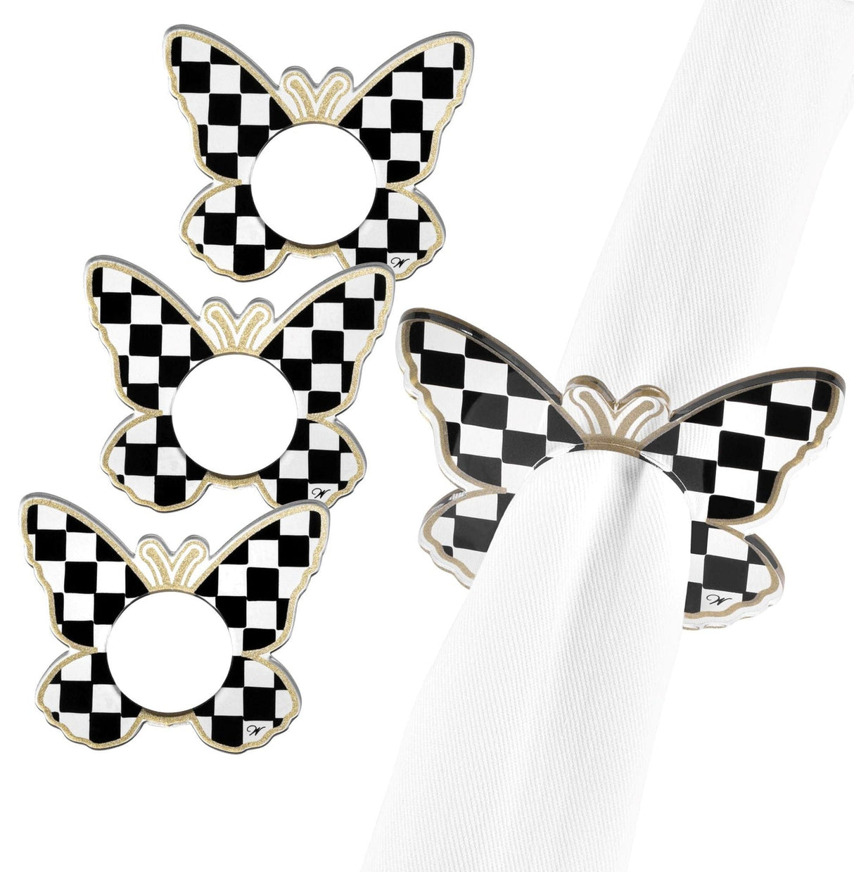 Onyx Butterfly Napkin Rings - LEHADAR