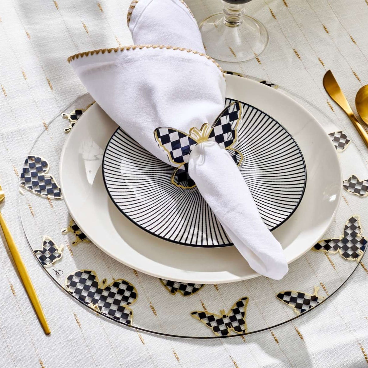 Onyx Butterfly Napkin Rings - LEHADAR