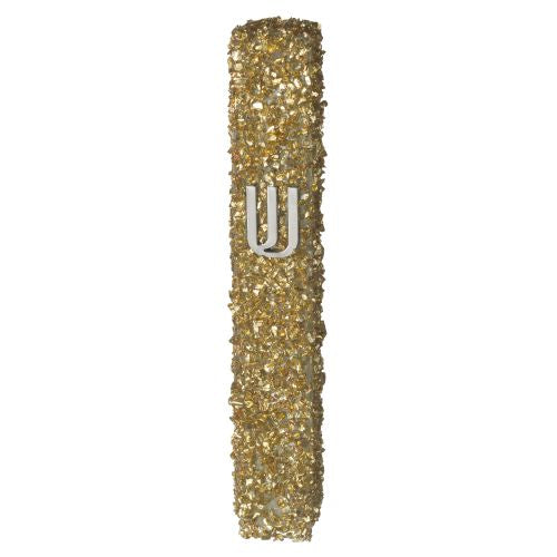 Golden Glass Mezuzah With Stones - LEHADAR