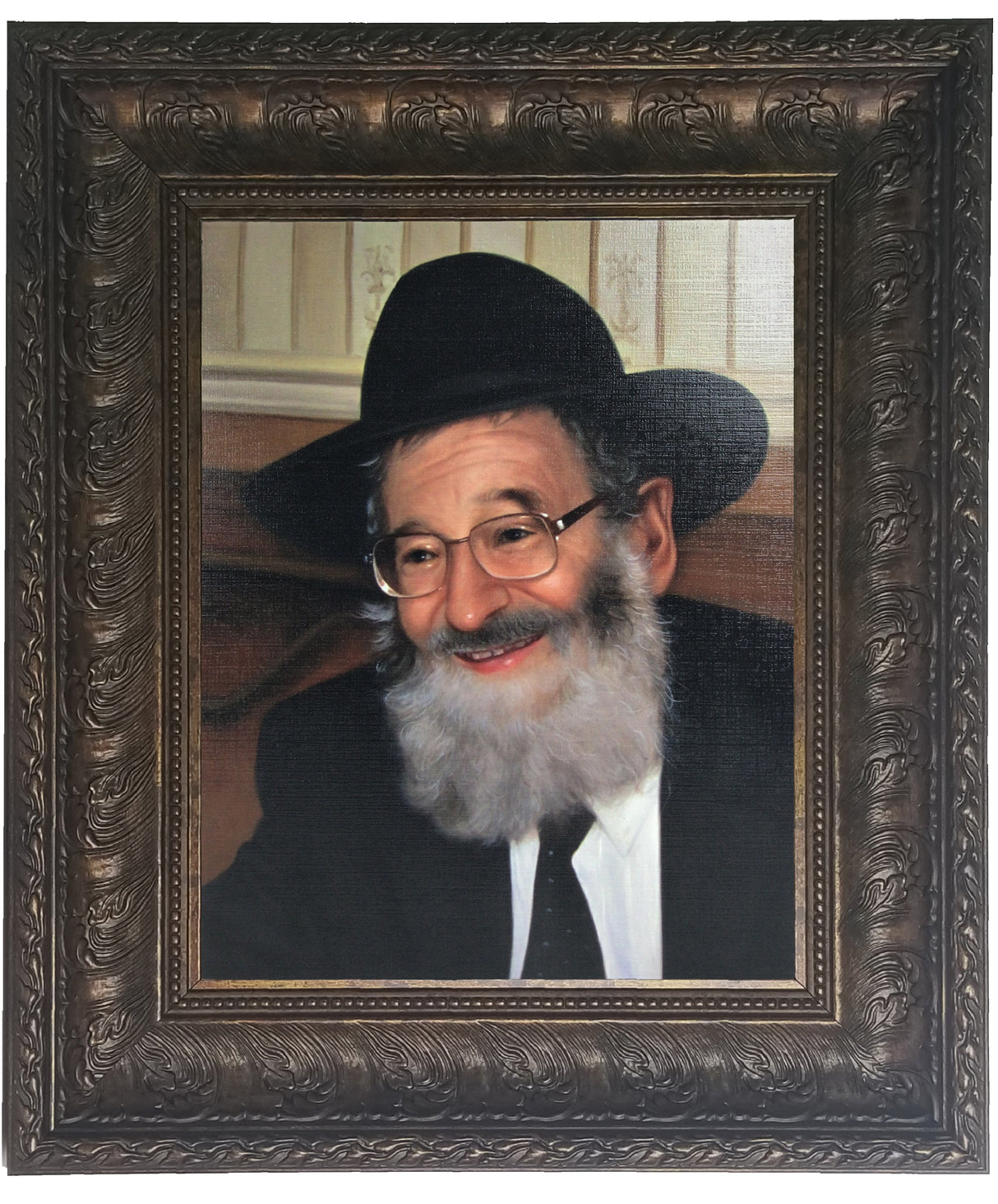 Rav Meir Hershkowitz Framed Picture-Painting in Brown Frame Size 11x14" - LEHADAR