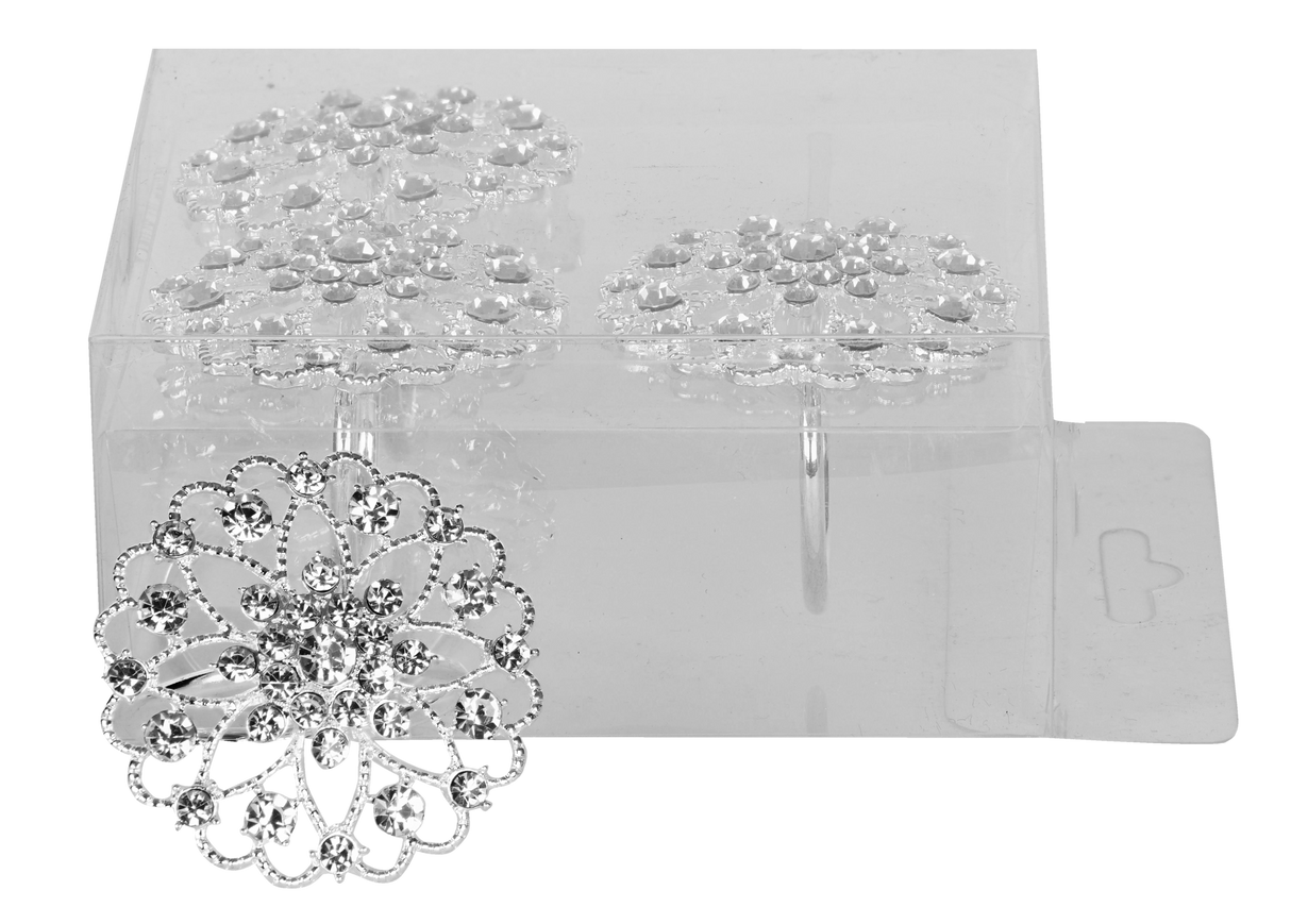 Diamond Flower Napkin Ring set of 4/pvc box, - LEHADAR
