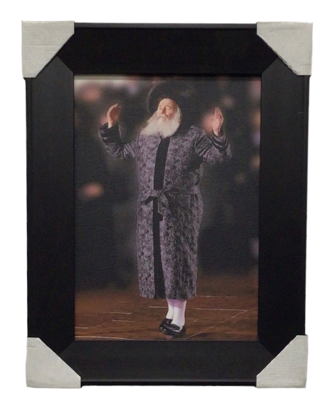 Painting of the Bobov Rebbe R' Bentzion, Size 10x14, Modern Brown Frame - LEHADAR
