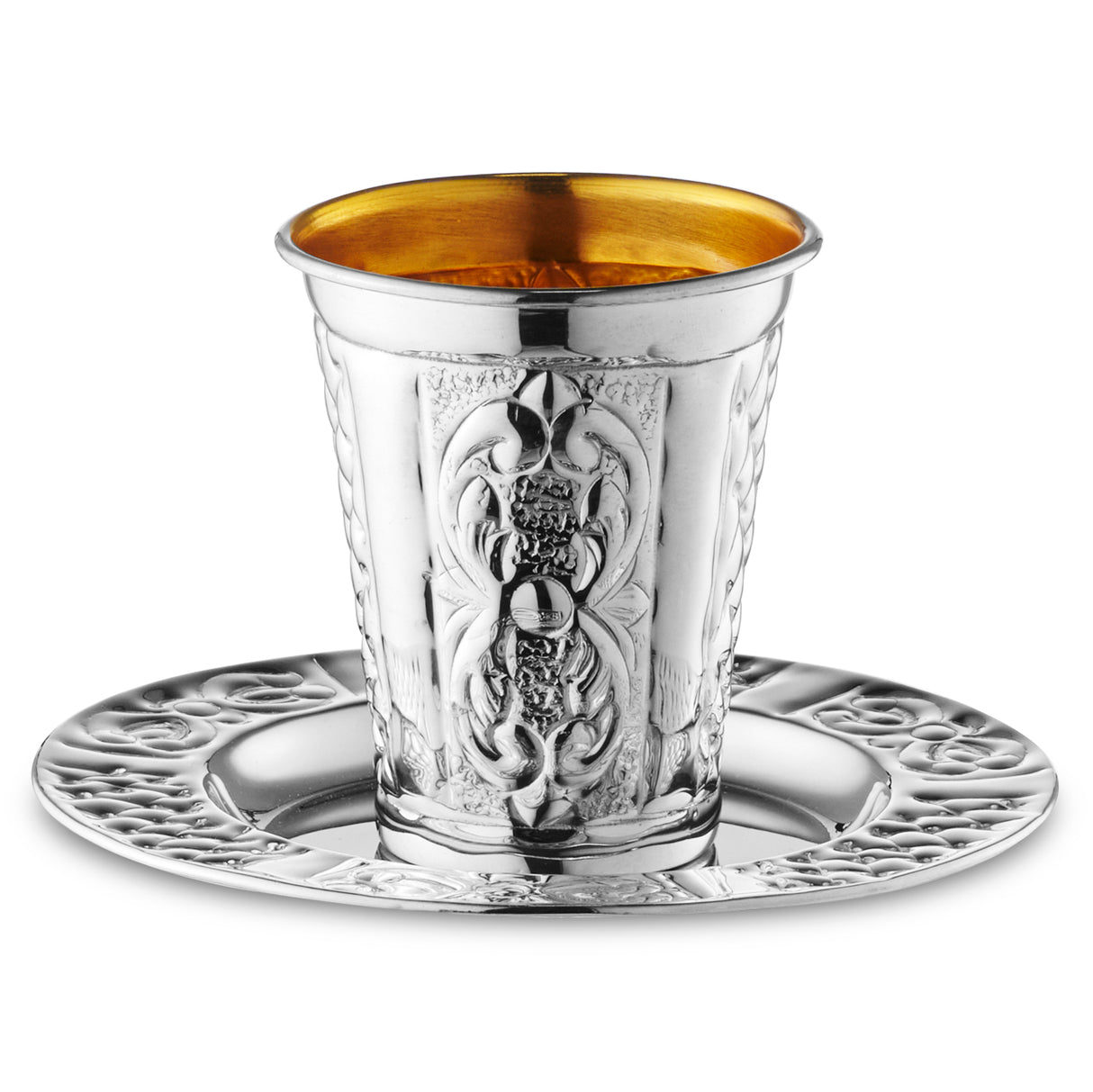 925 SC Kidduh Cup Set Cup 3.5" Tray 5.5" - LEHADAR