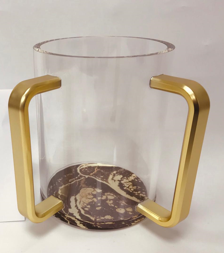Acrylic Clear Washing Cup - Gold Handle - LEHADAR